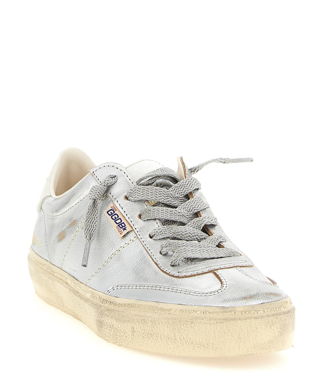 GOLDEN GOOSE DELUXE BRAND Серебряные кожаные кеды, фото 2