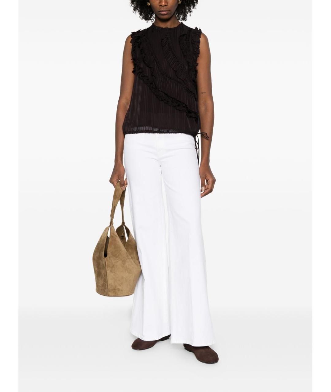 MOTHER Белые хлопковые джинсы клеш, фото 3