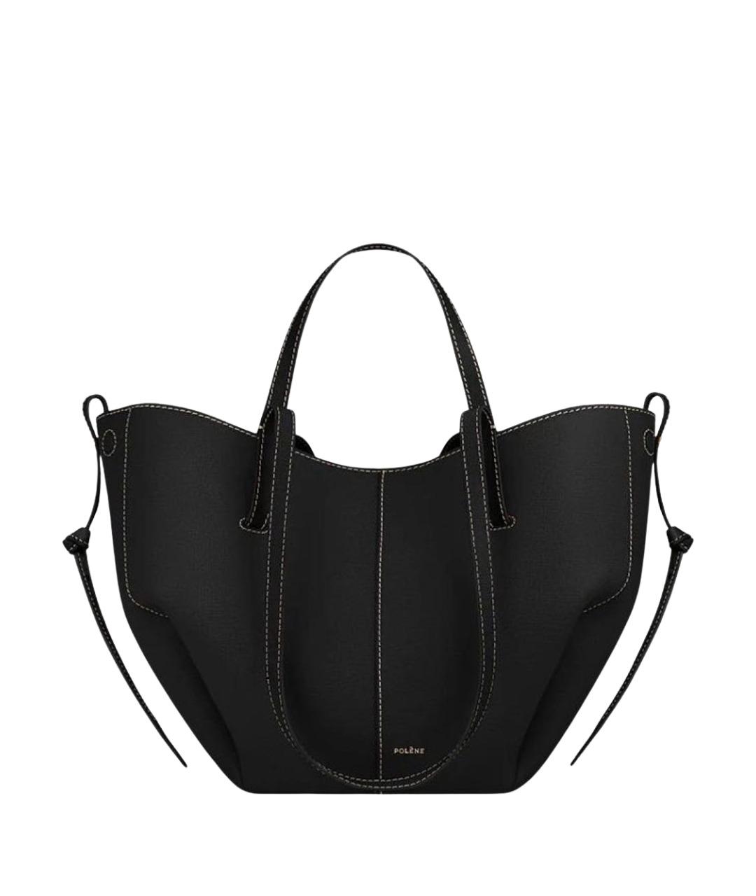 POLENE Черная кожаная сумка тоут, фото 1