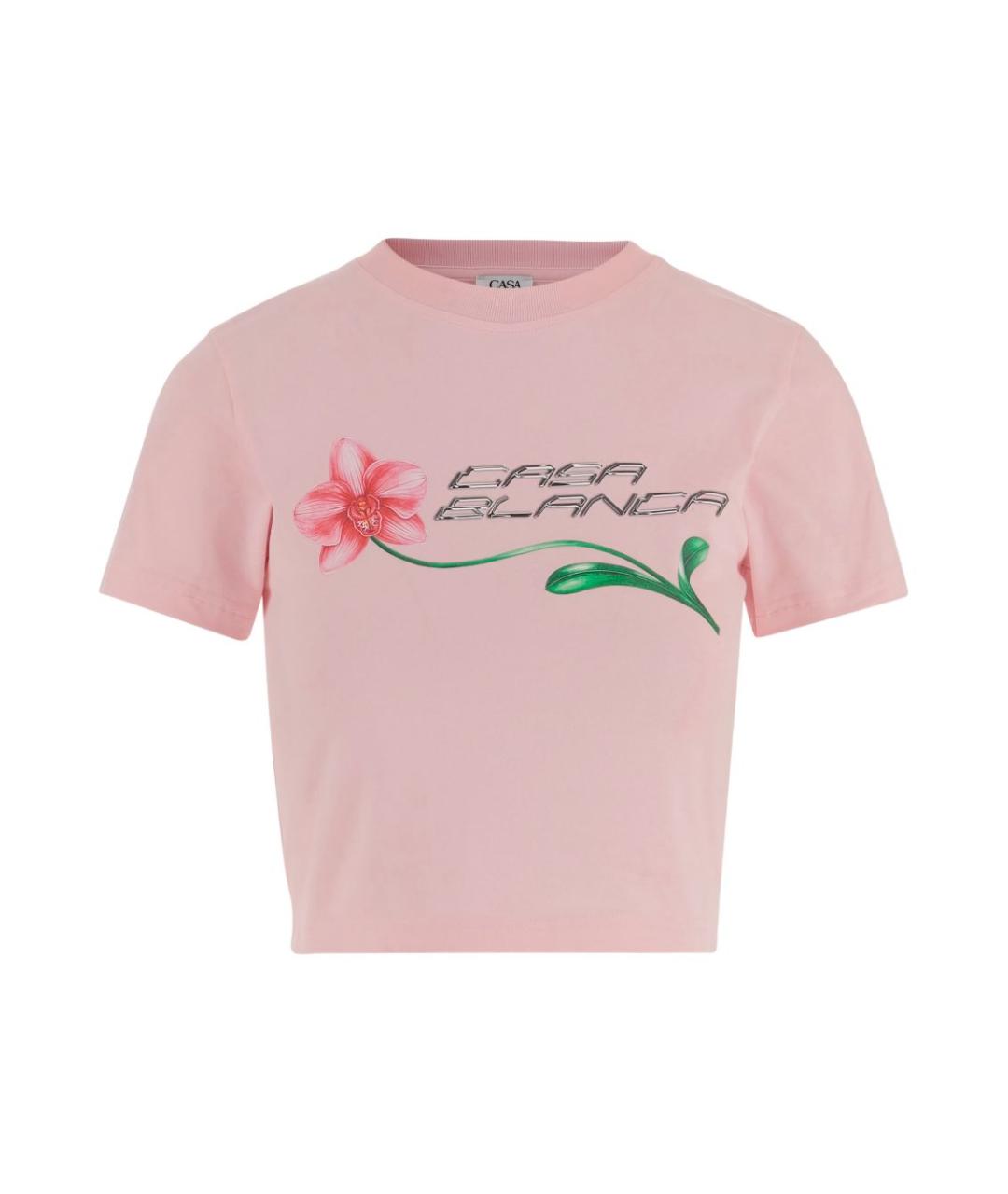 CASABLANCA Розовая хлопковая футболка, фото 1