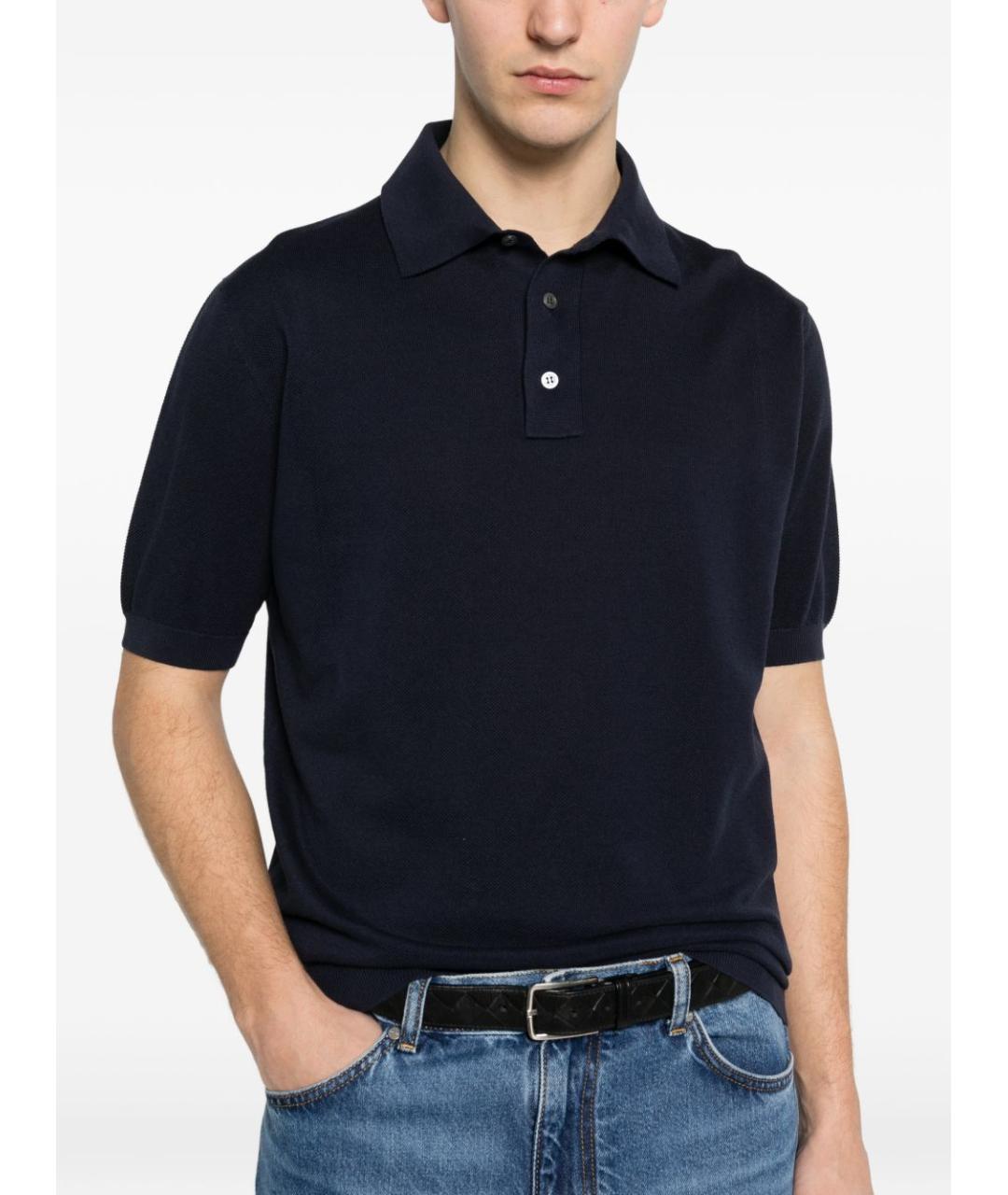LARDINI Синее хлопковое поло с коротким рукавом, фото 2