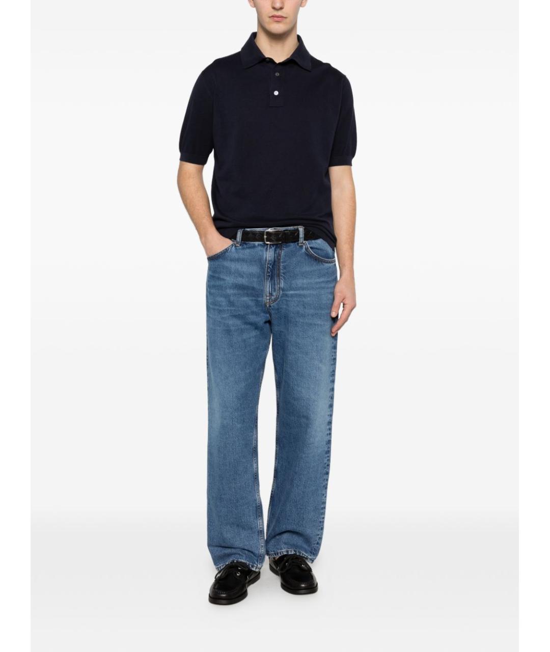 LARDINI Синее хлопковое поло с коротким рукавом, фото 5