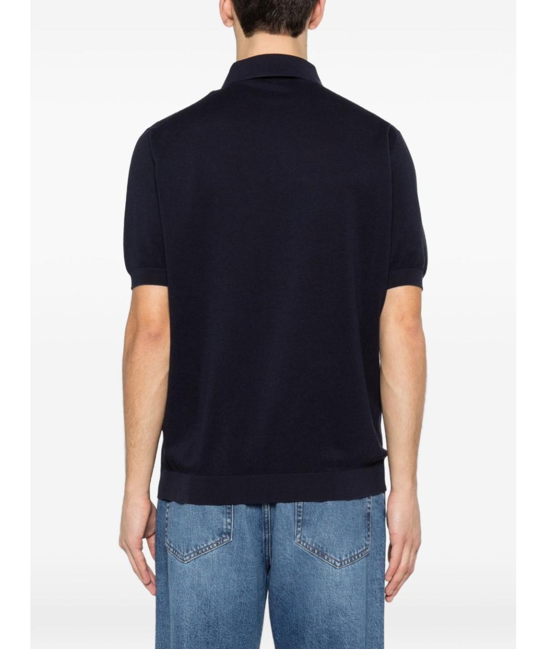 LARDINI Синее хлопковое поло с коротким рукавом, фото 3