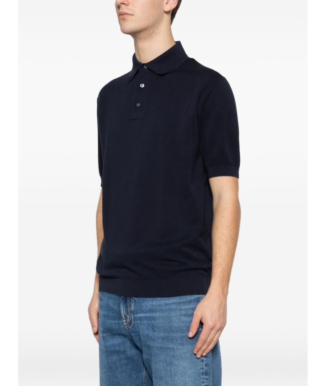 LARDINI Синее хлопковое поло с коротким рукавом, фото 4
