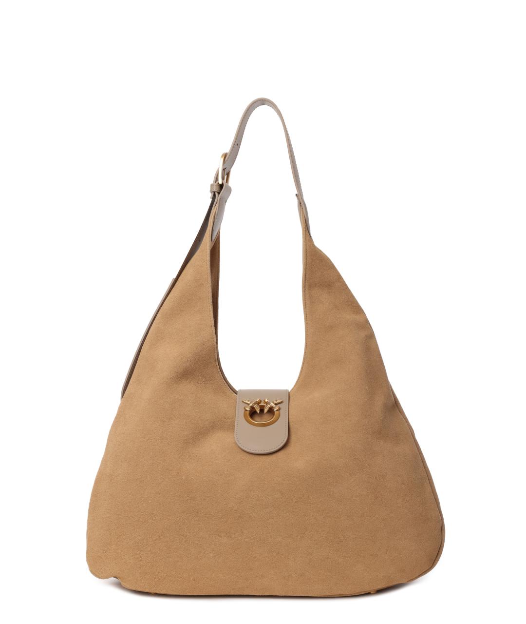 PINKO Коричневая кожаная сумка через плечо, фото 1