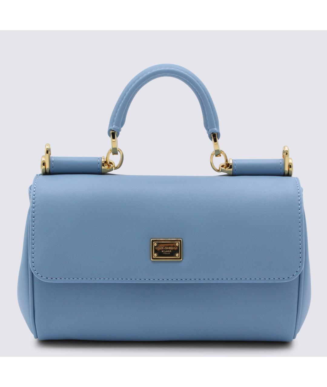 DOLCE&GABBANA Голубая кожаная сумка тоут, фото 5