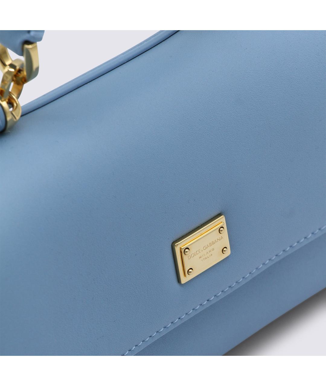 DOLCE&GABBANA Голубая кожаная сумка тоут, фото 4