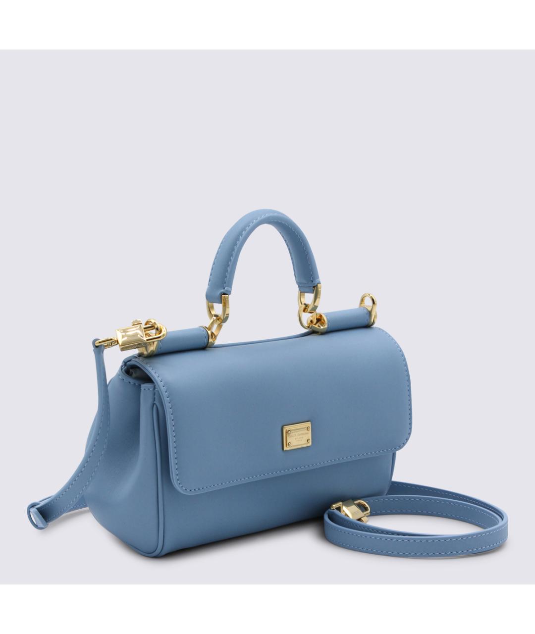 DOLCE&GABBANA Голубая кожаная сумка тоут, фото 2