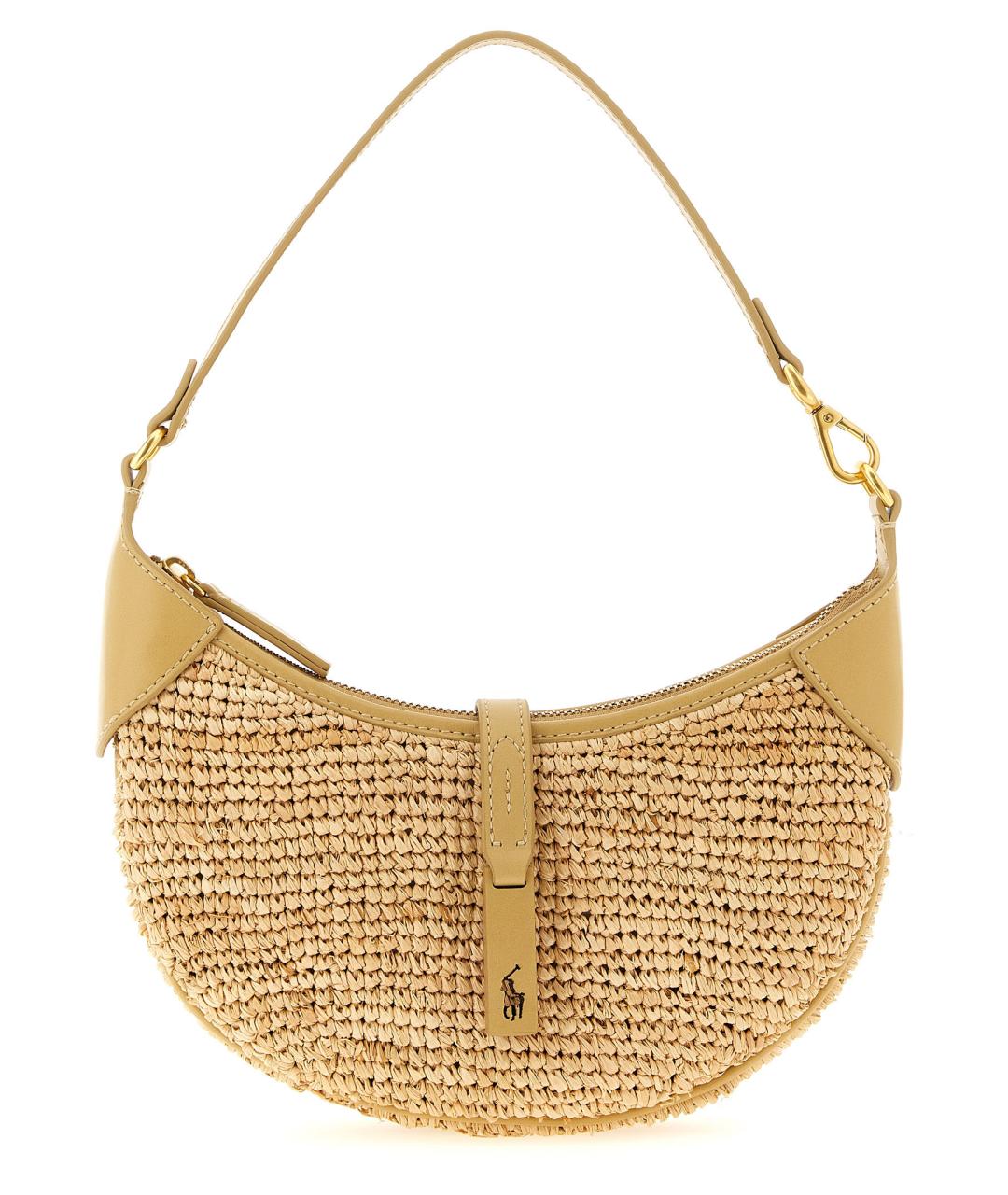 POLO RALPH LAUREN Бежевая пелетеная сумка тоут, фото 1