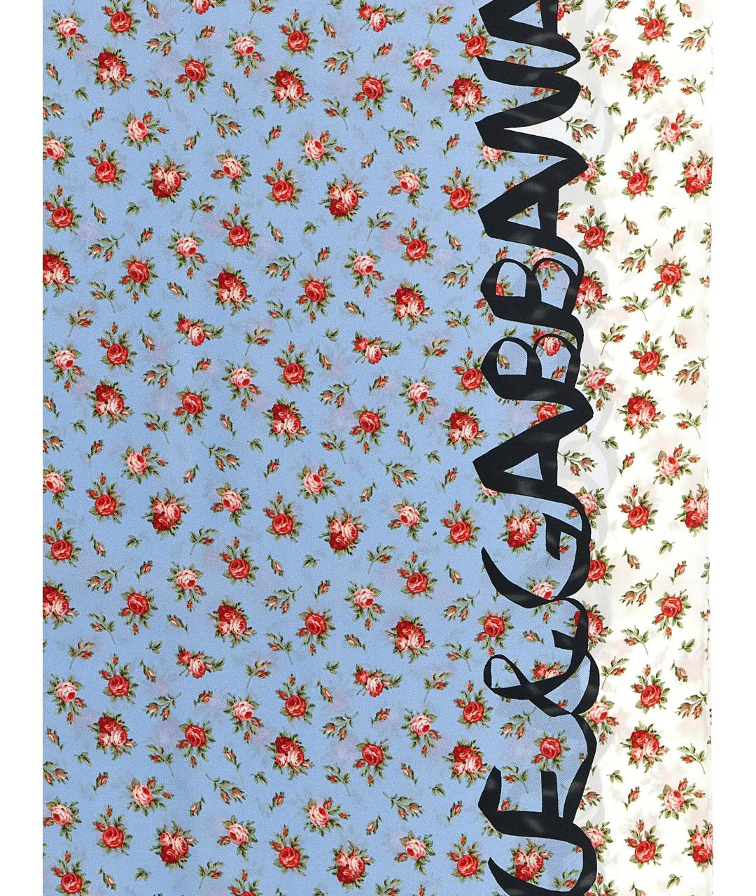 DOLCE&GABBANA Голубой шелковый шарф, фото 3