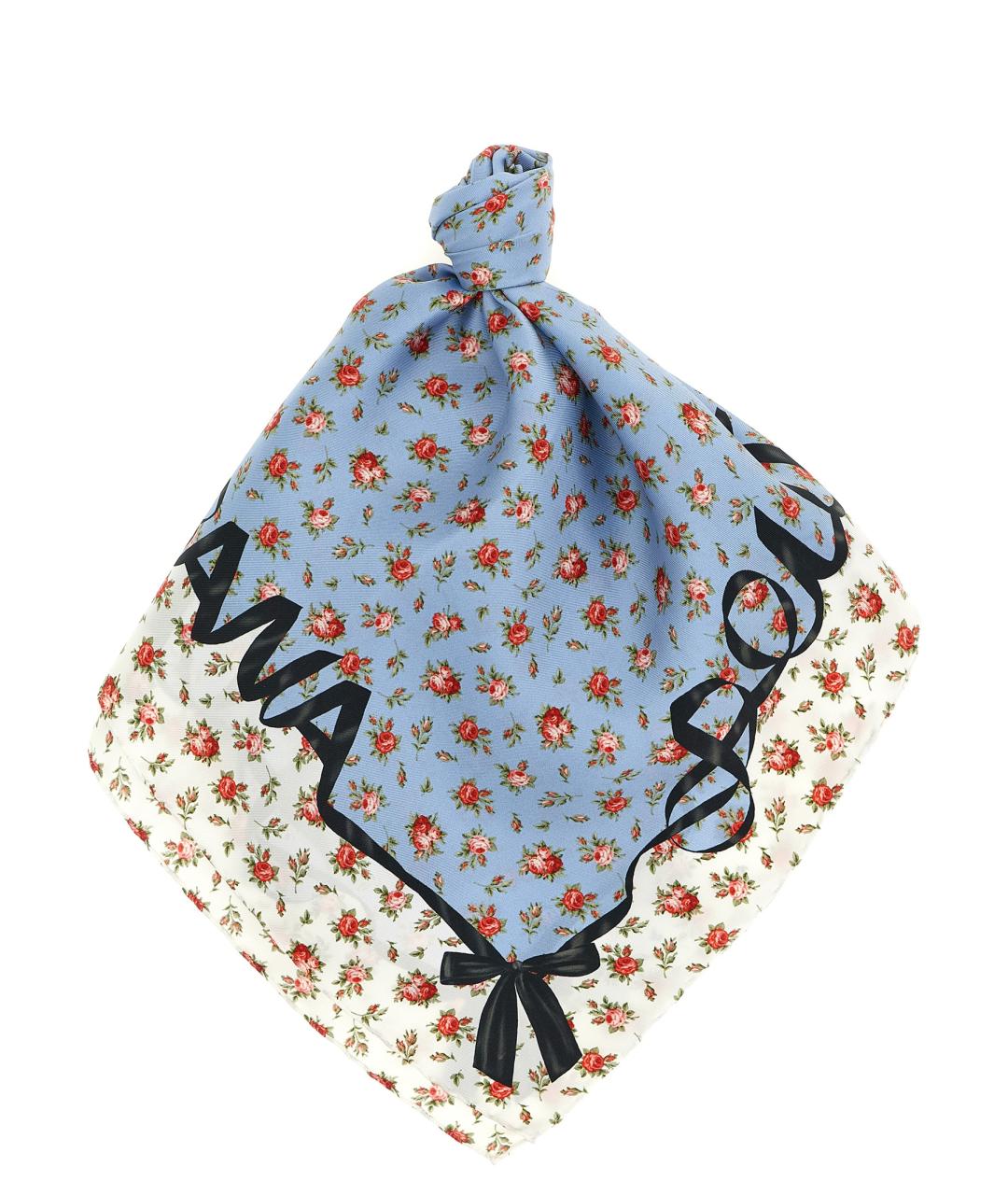 DOLCE&GABBANA Голубой шелковый шарф, фото 1