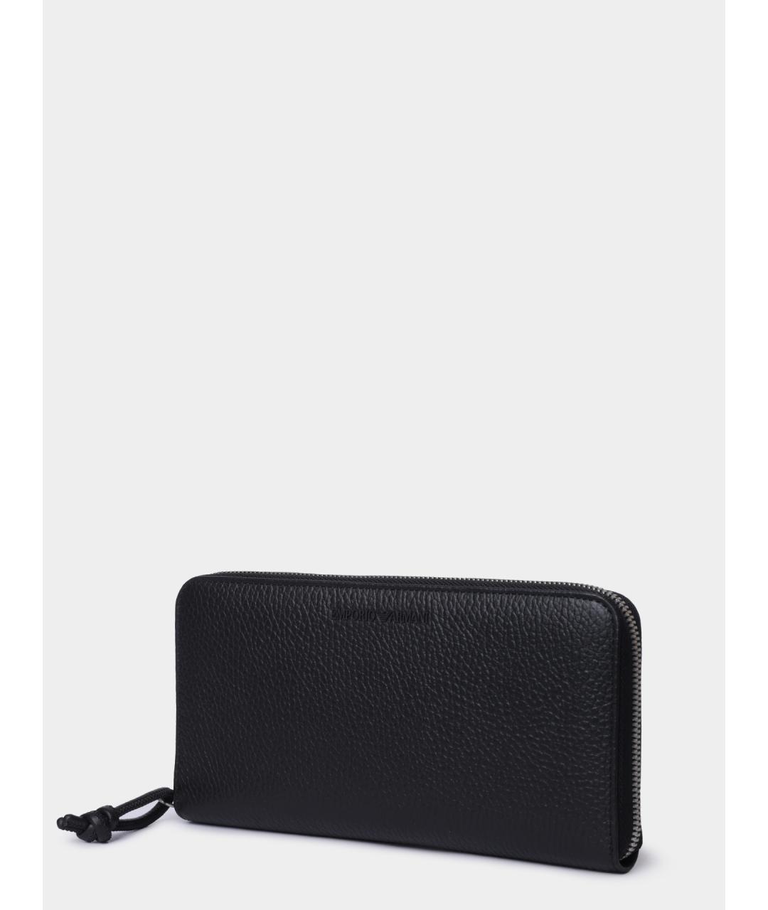 EMPORIO ARMANI Черный кожаный кошелек, фото 2
