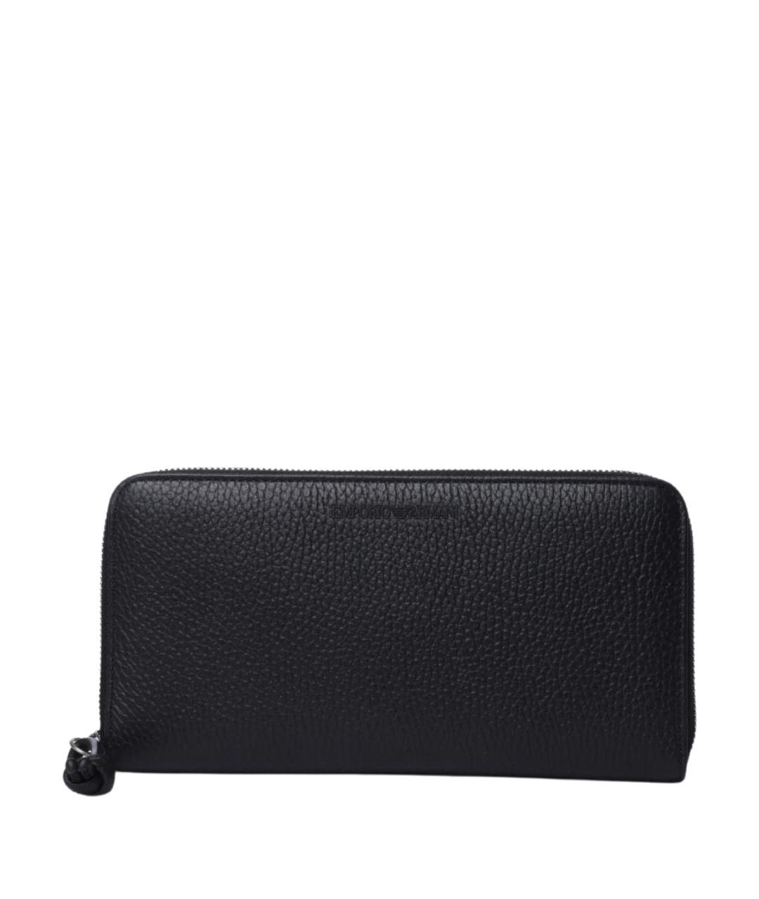EMPORIO ARMANI Черный кожаный кошелек, фото 1
