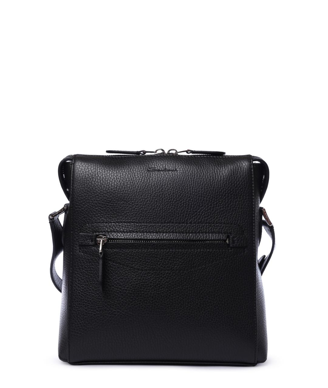 SANTONI Черная кожаная сумка на плечо, фото 2