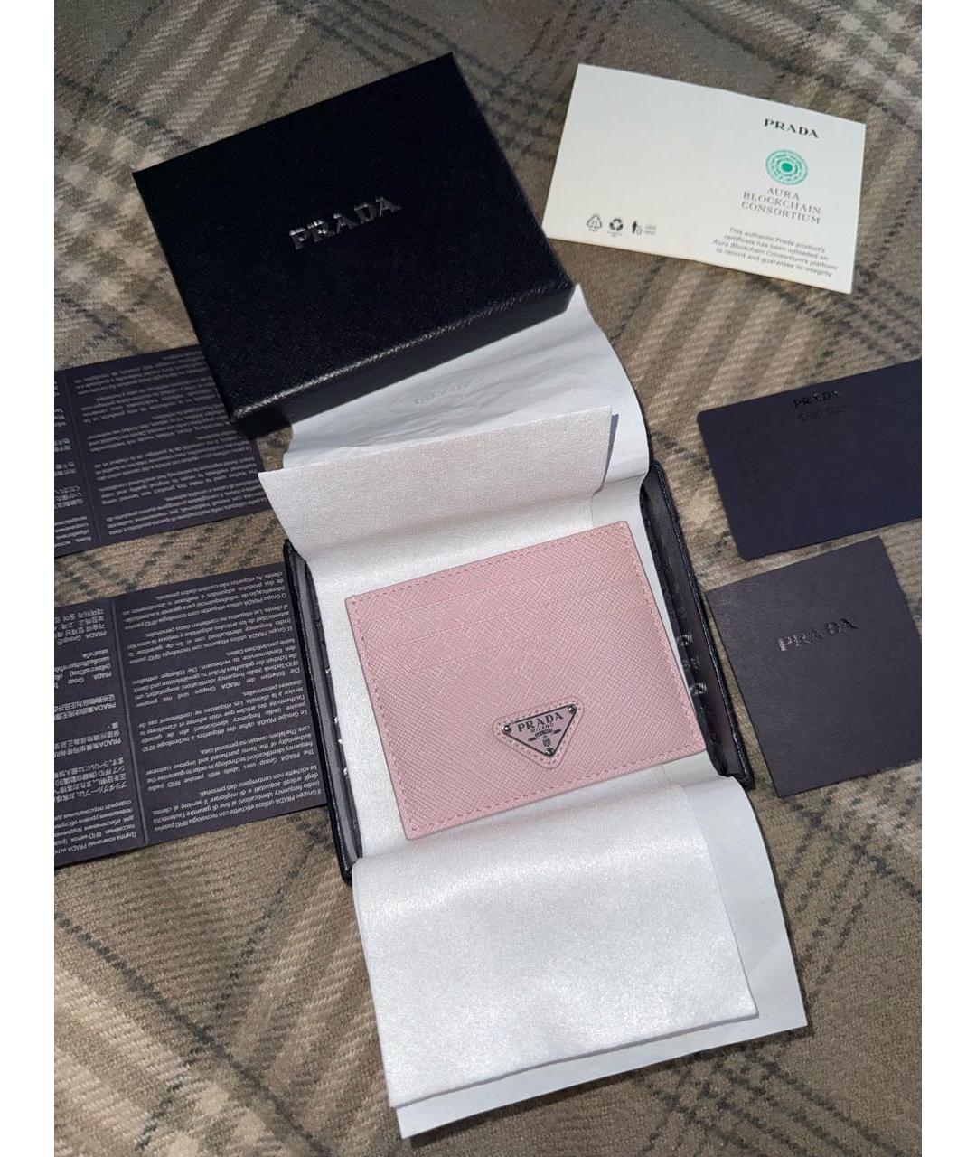 PRADA Розовый кожаный кардхолдер, фото 2