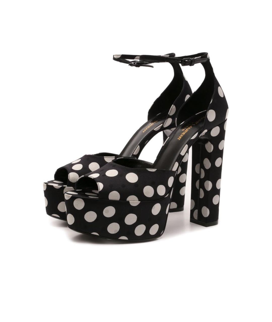 SAINT LAURENT Черные текстильные босоножки, фото 2