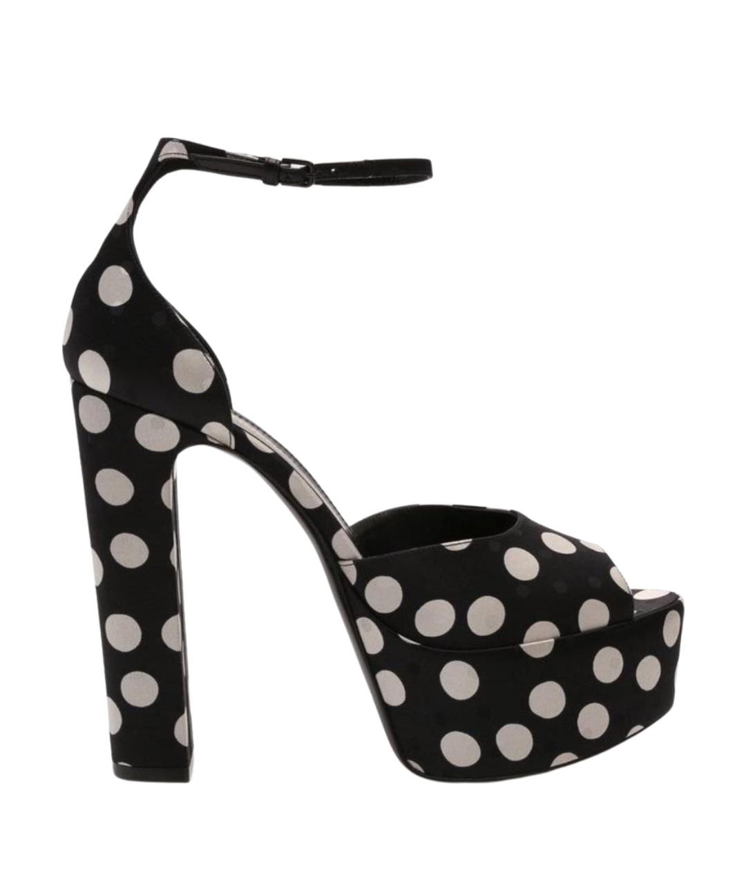 SAINT LAURENT Черные текстильные босоножки, фото 1