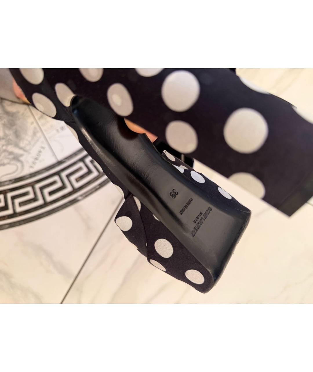 SAINT LAURENT Черные текстильные босоножки, фото 4