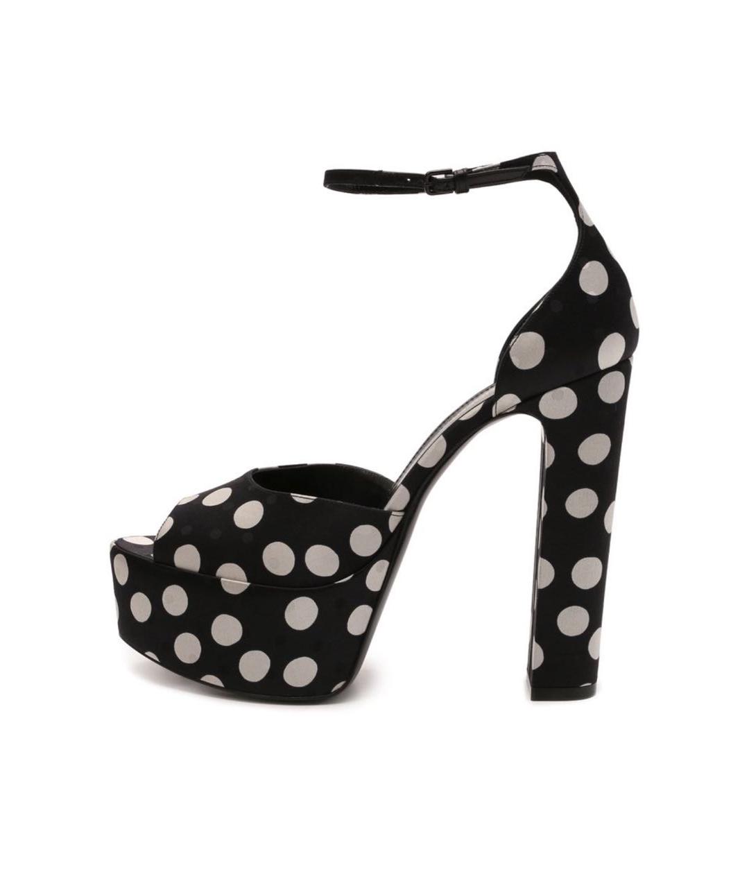 SAINT LAURENT Черные текстильные босоножки, фото 8