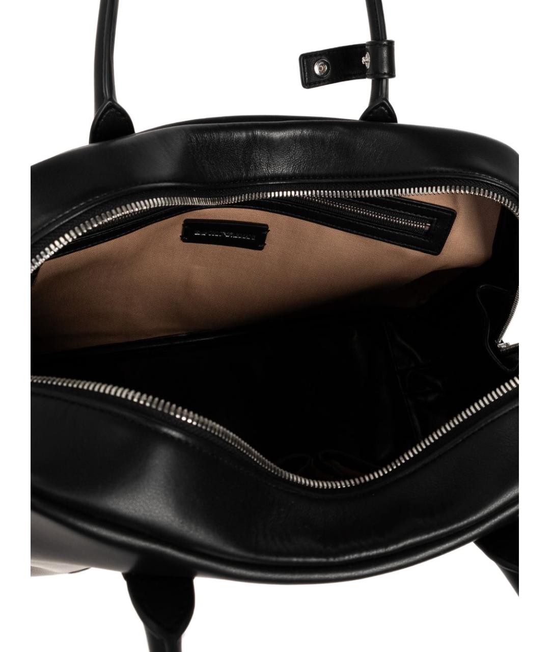 EMPORIO ARMANI Черная кожаная сумка тоут, фото 4