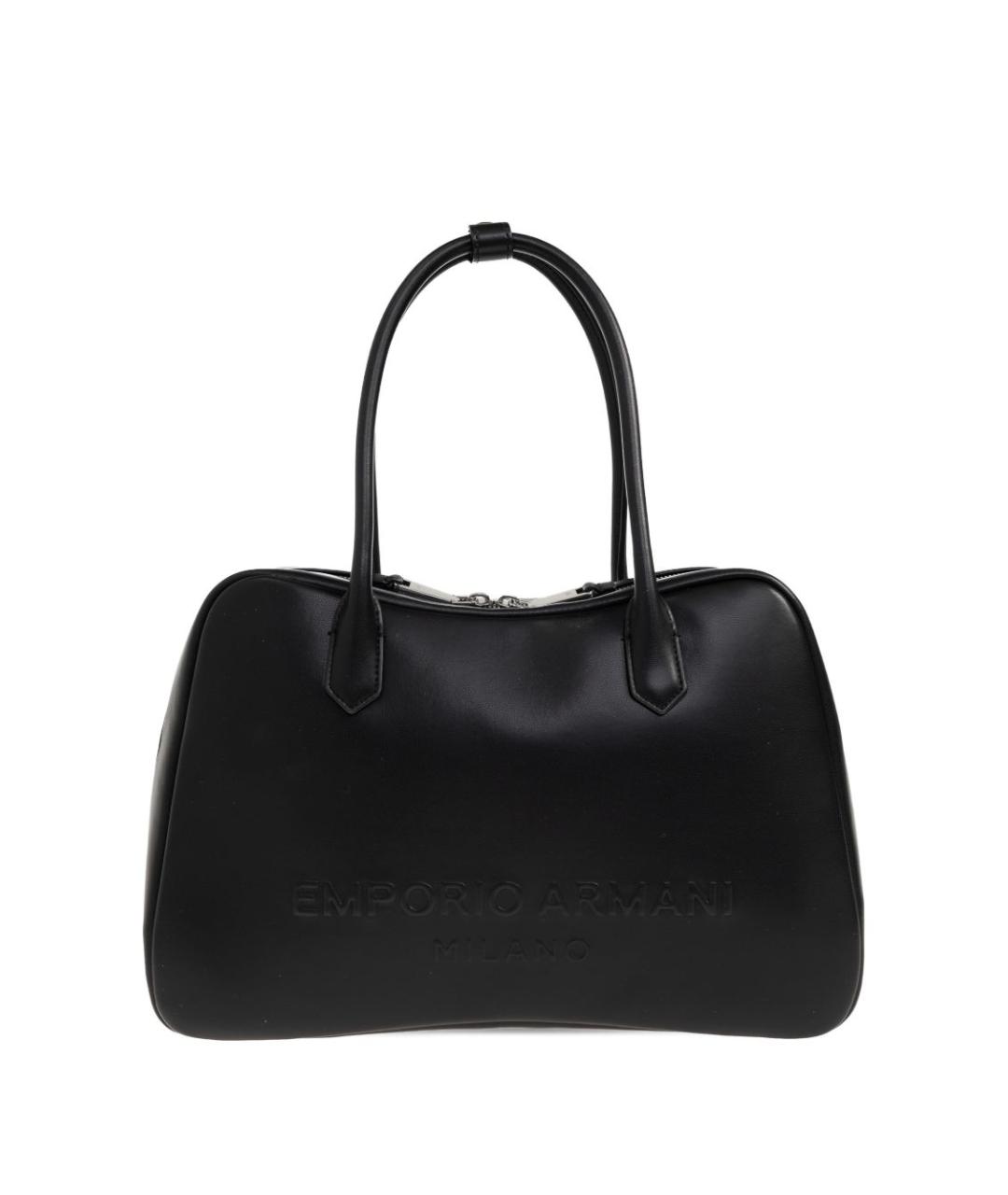 EMPORIO ARMANI Черная кожаная сумка тоут, фото 1