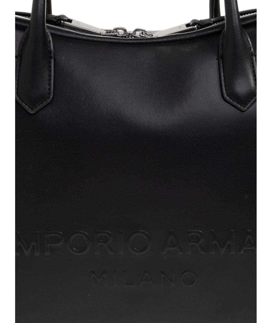 EMPORIO ARMANI Черная кожаная сумка тоут, фото 3