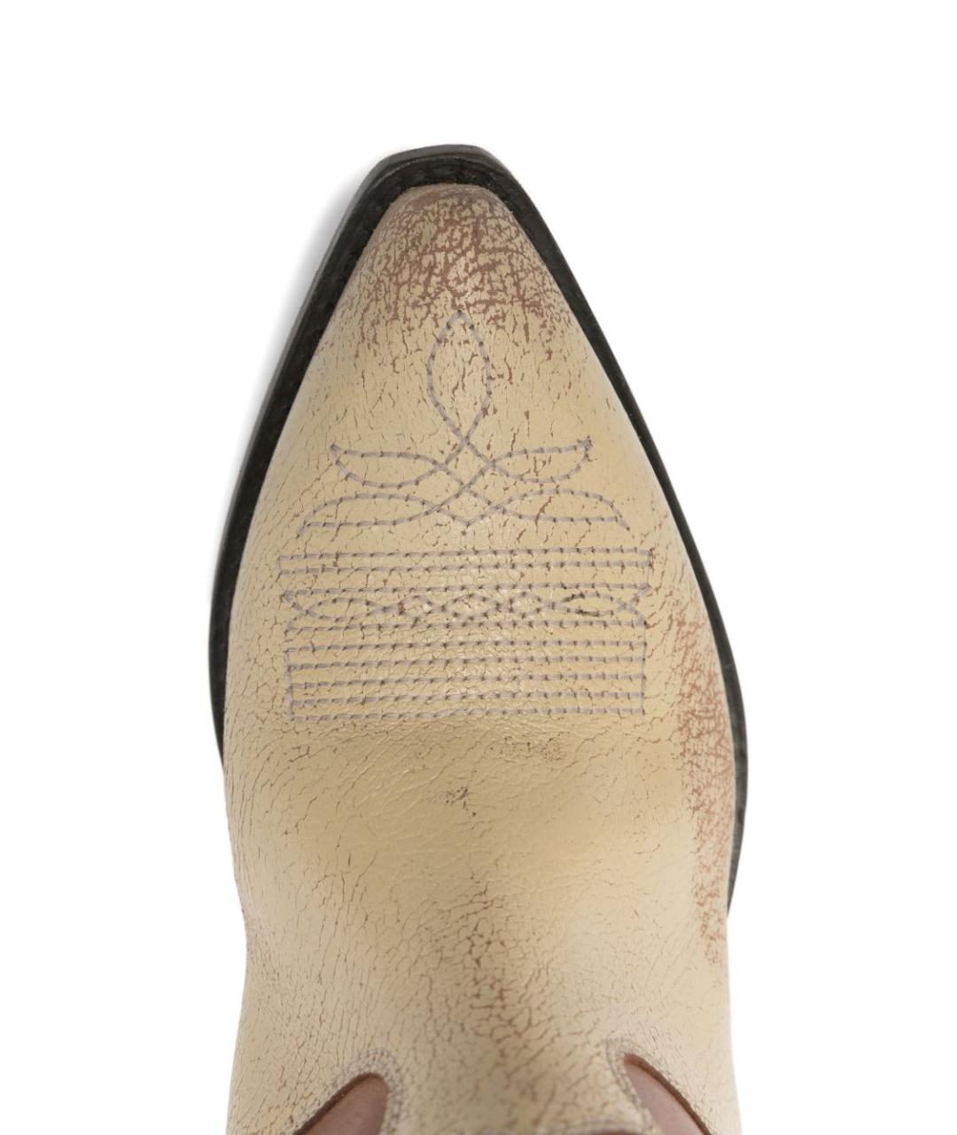 GOLDEN GOOSE DELUXE BRAND Бежевые кожаные сапоги, фото 3