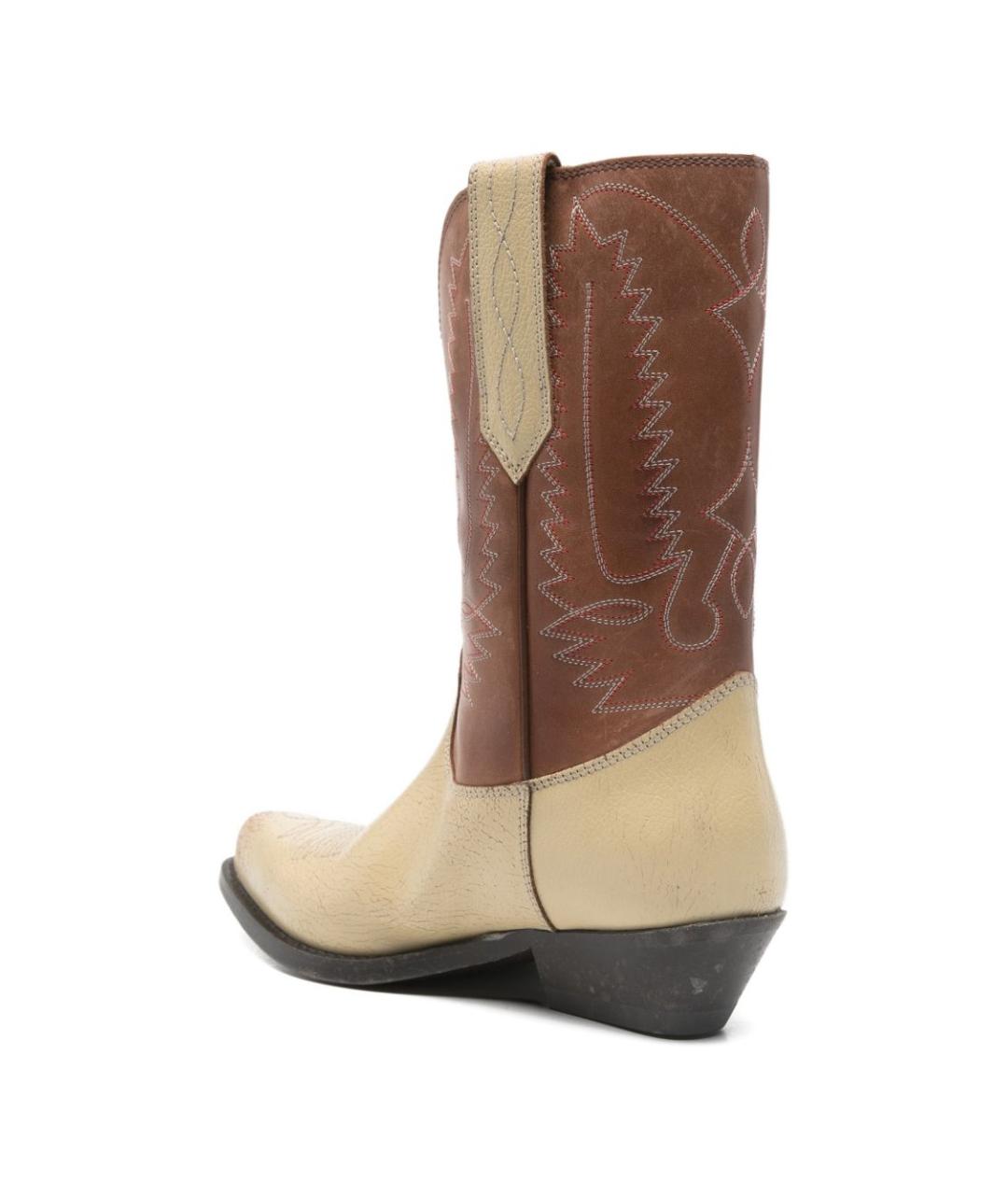 GOLDEN GOOSE DELUXE BRAND Бежевые кожаные сапоги, фото 4