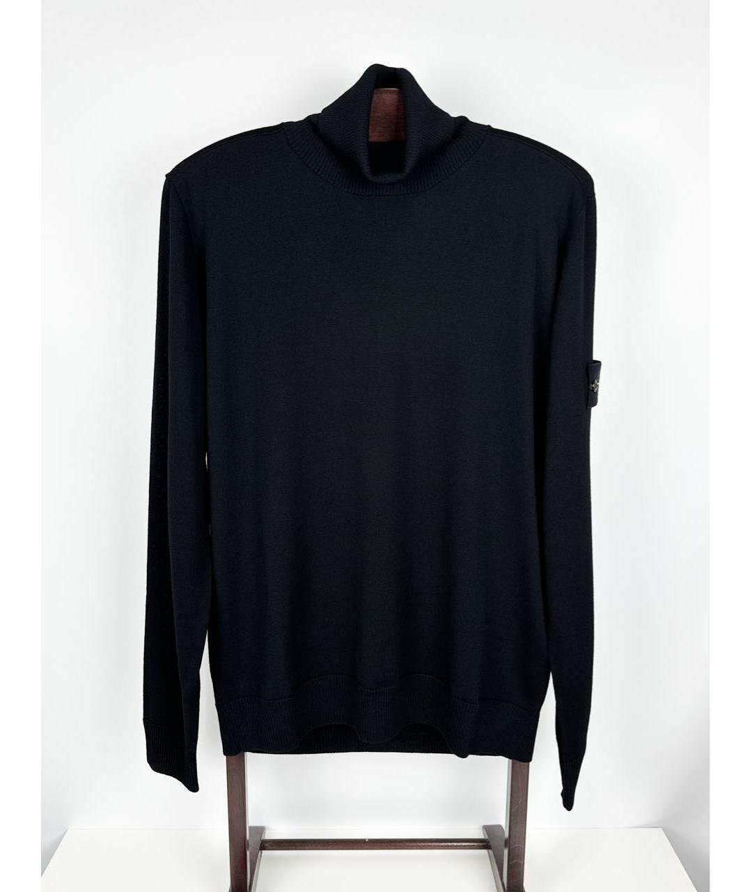 STONE ISLAND Черная шерстяная водолазка, фото 8