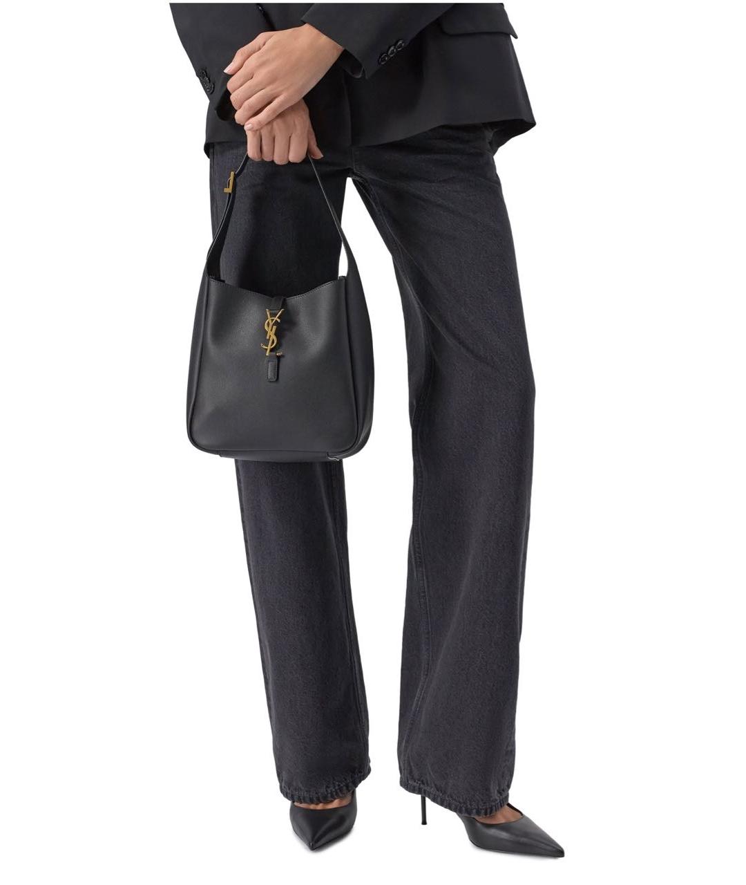 SAINT LAURENT Черная кожаная сумка с короткими ручками, фото 4