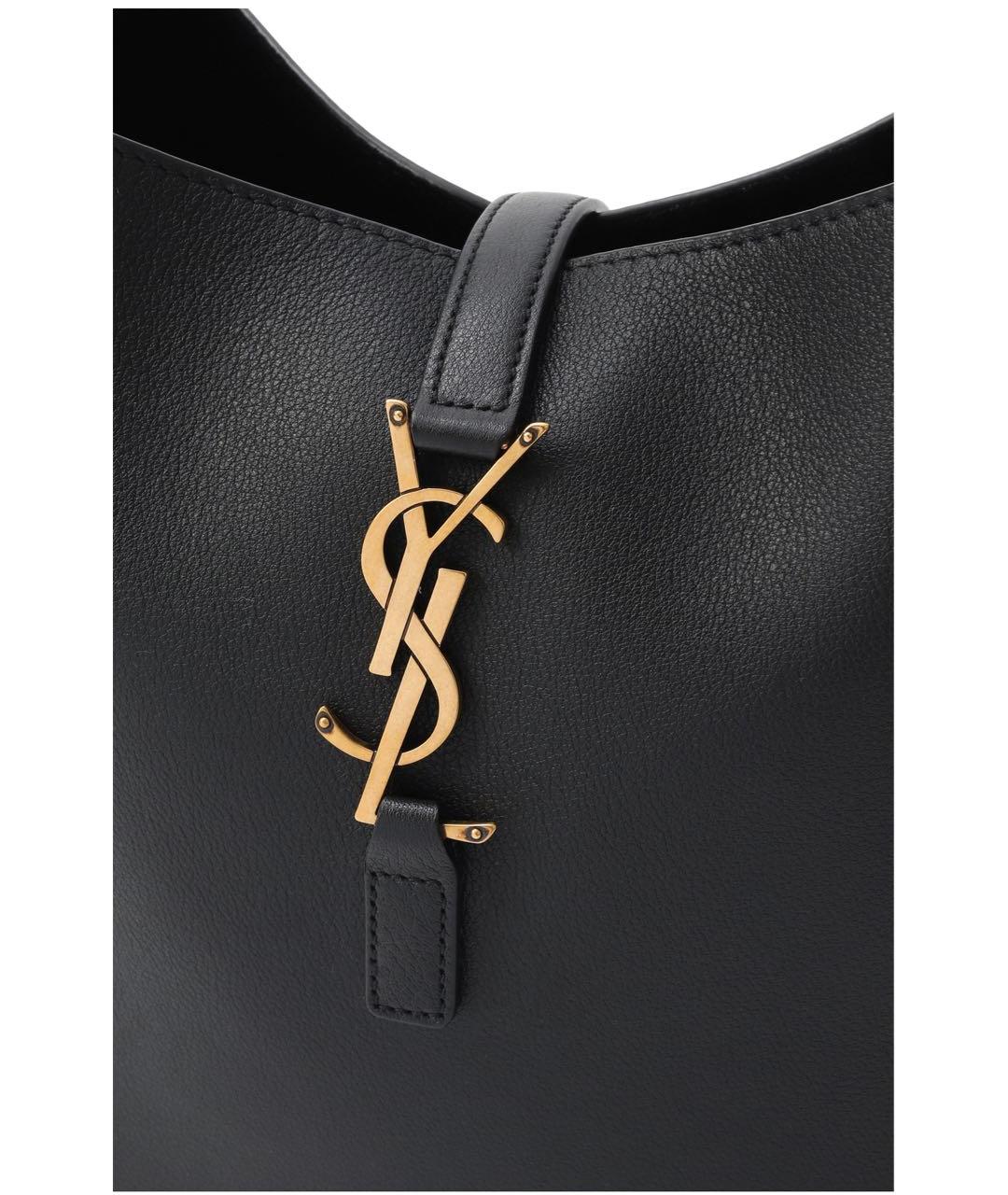 SAINT LAURENT Черная кожаная сумка с короткими ручками, фото 2