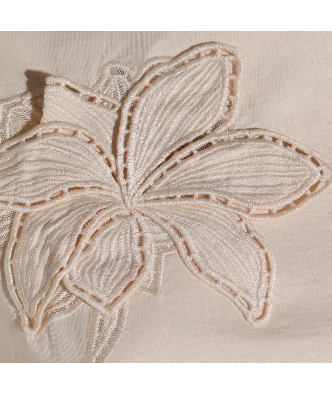 TWIN-SET Бежевая хлопковая футболка, фото 2