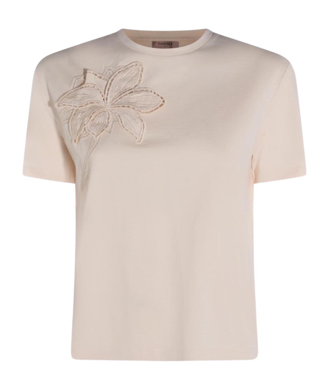 TWIN-SET Бежевая хлопковая футболка, фото 1