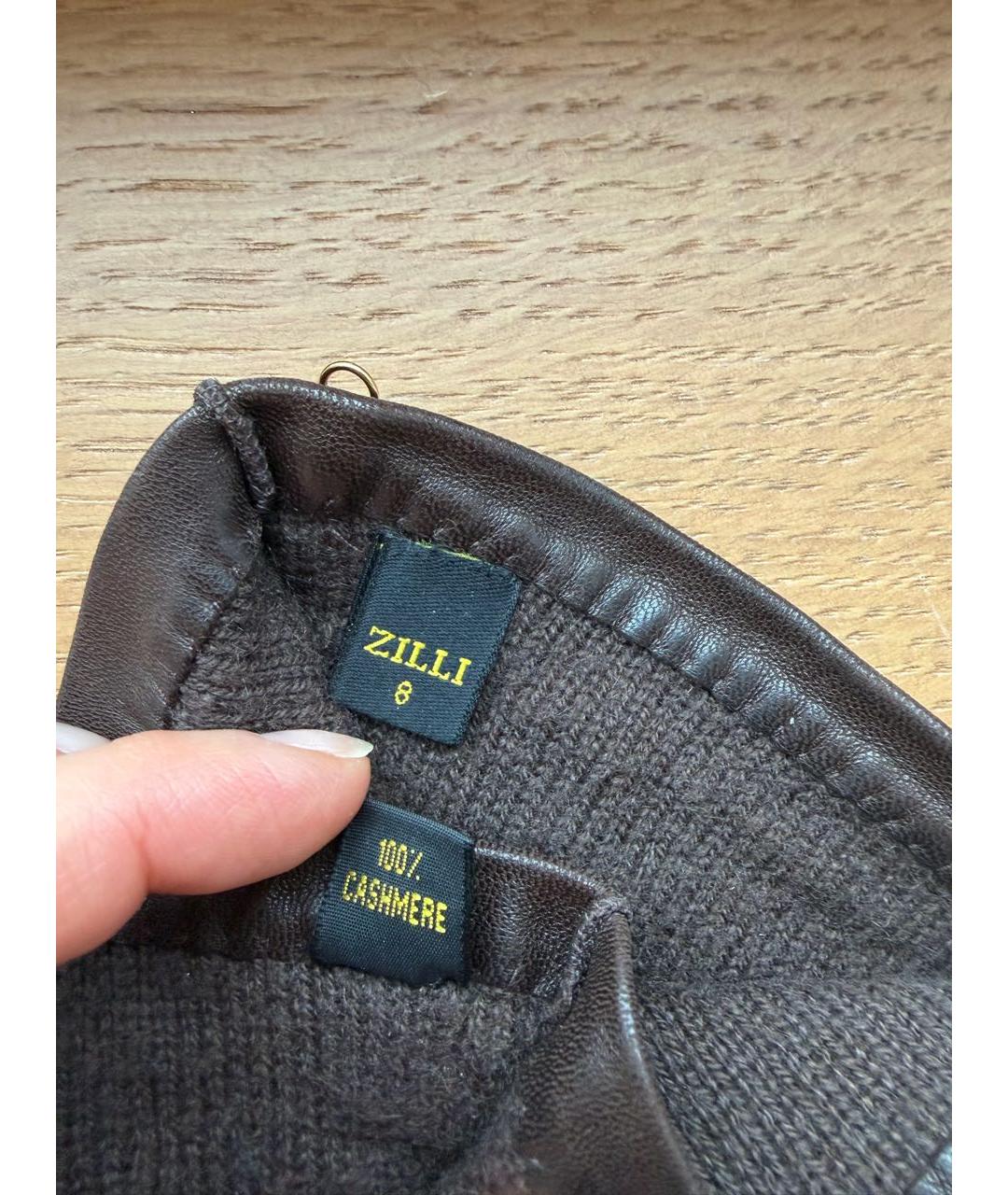 ZILLI Коричневые кожаные перчатки, фото 3