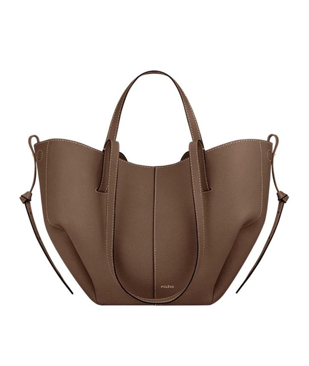 POLENE Коричневая кожаная сумка тоут, фото 1