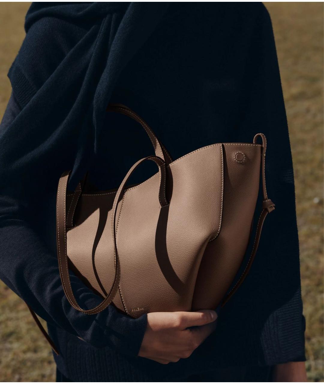 POLENE Коричневая кожаная сумка тоут, фото 4