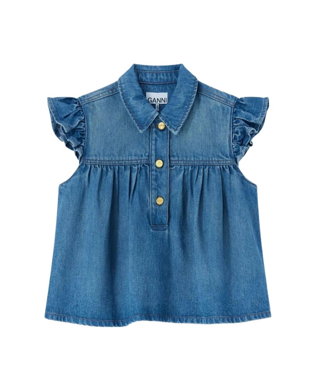 GANNI Синяя майка, фото 1