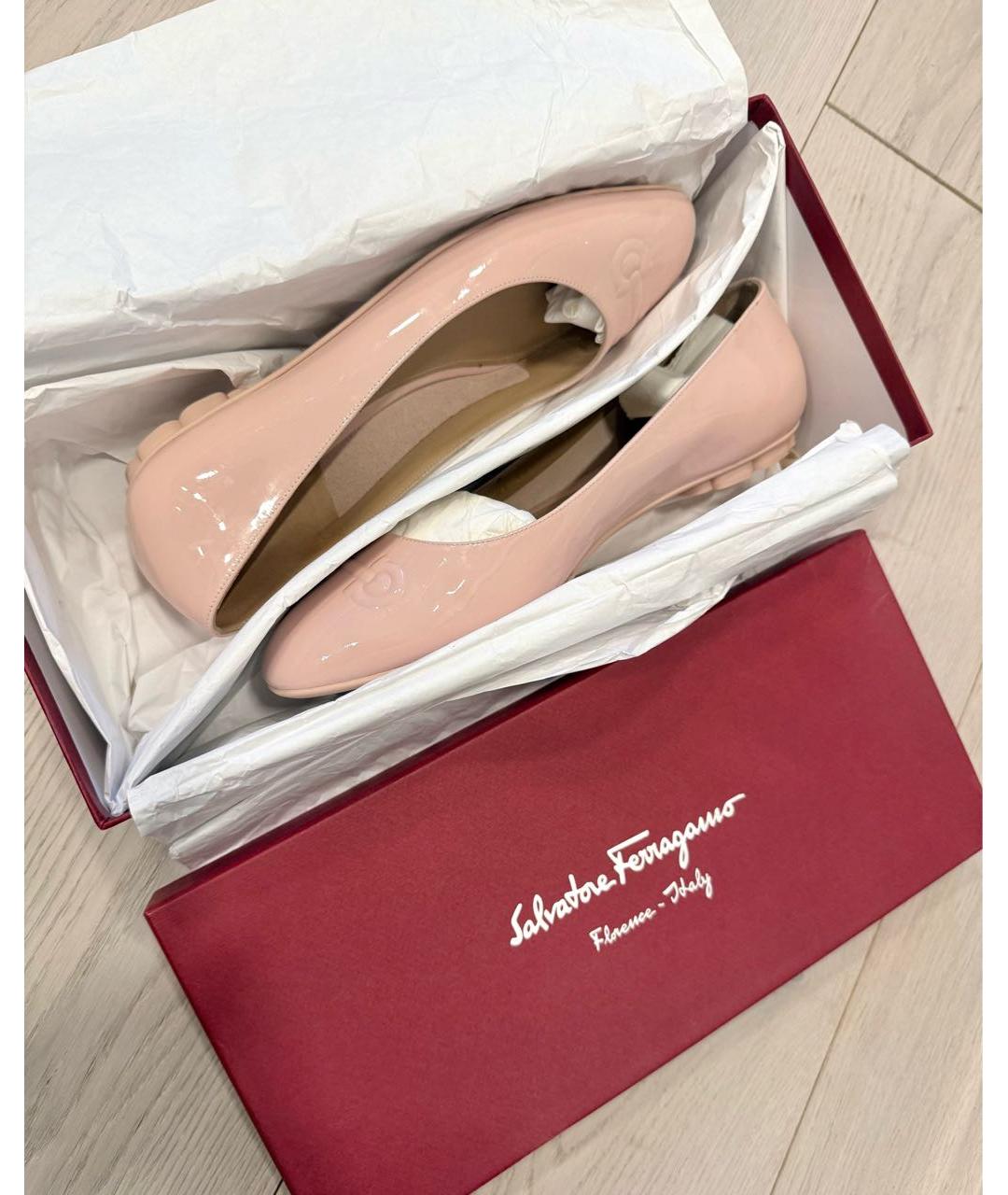 FERRAGAMO Розовые кожаные балетки, фото 6