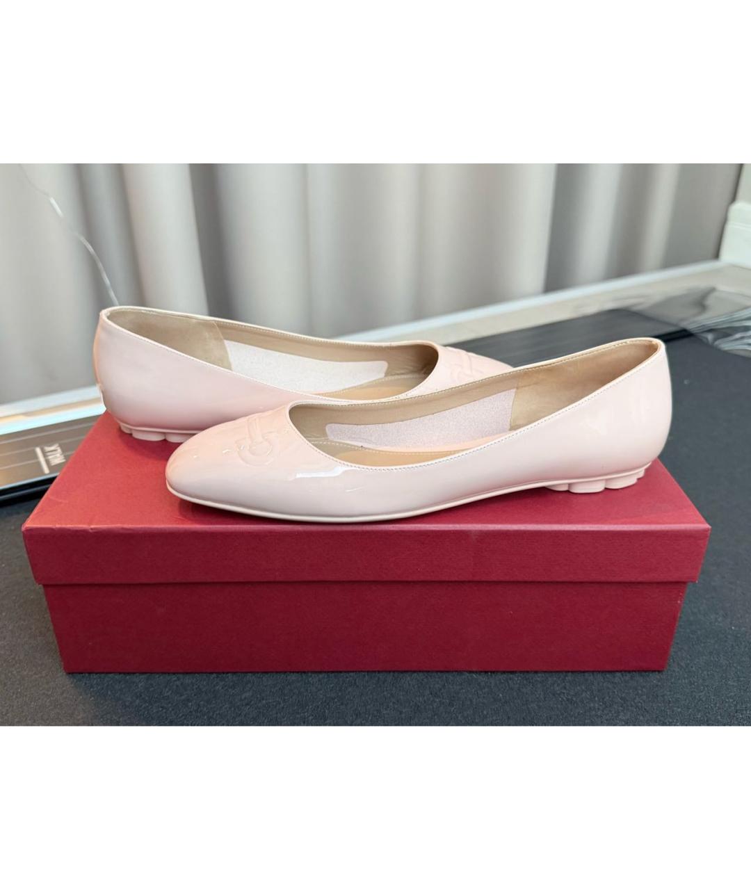 FERRAGAMO Розовые кожаные балетки, фото 7
