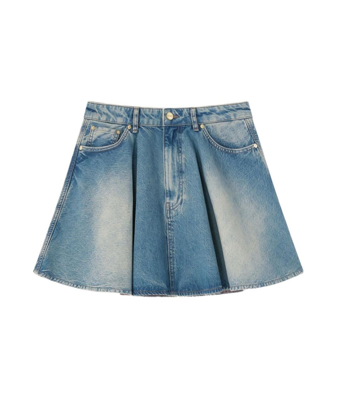 GANNI Синяя хлопковая юбка мини, фото 1