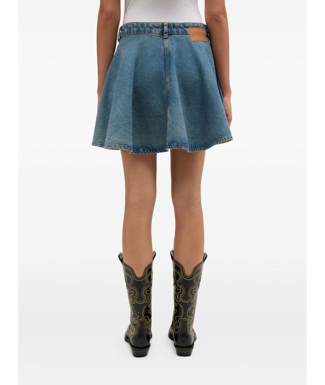 GANNI Синяя хлопковая юбка мини, фото 4