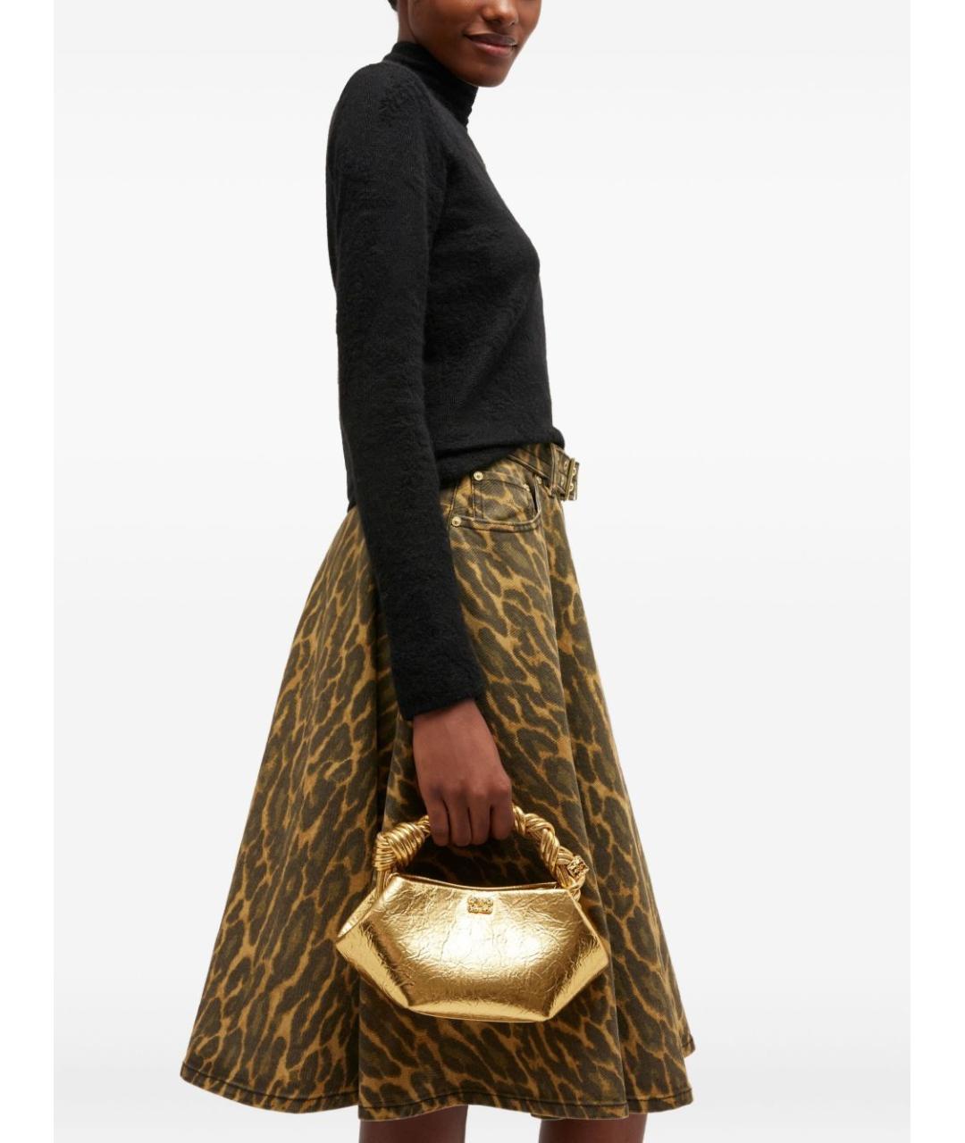 GANNI Золотая сумка тоут из искусственной кожи, фото 2