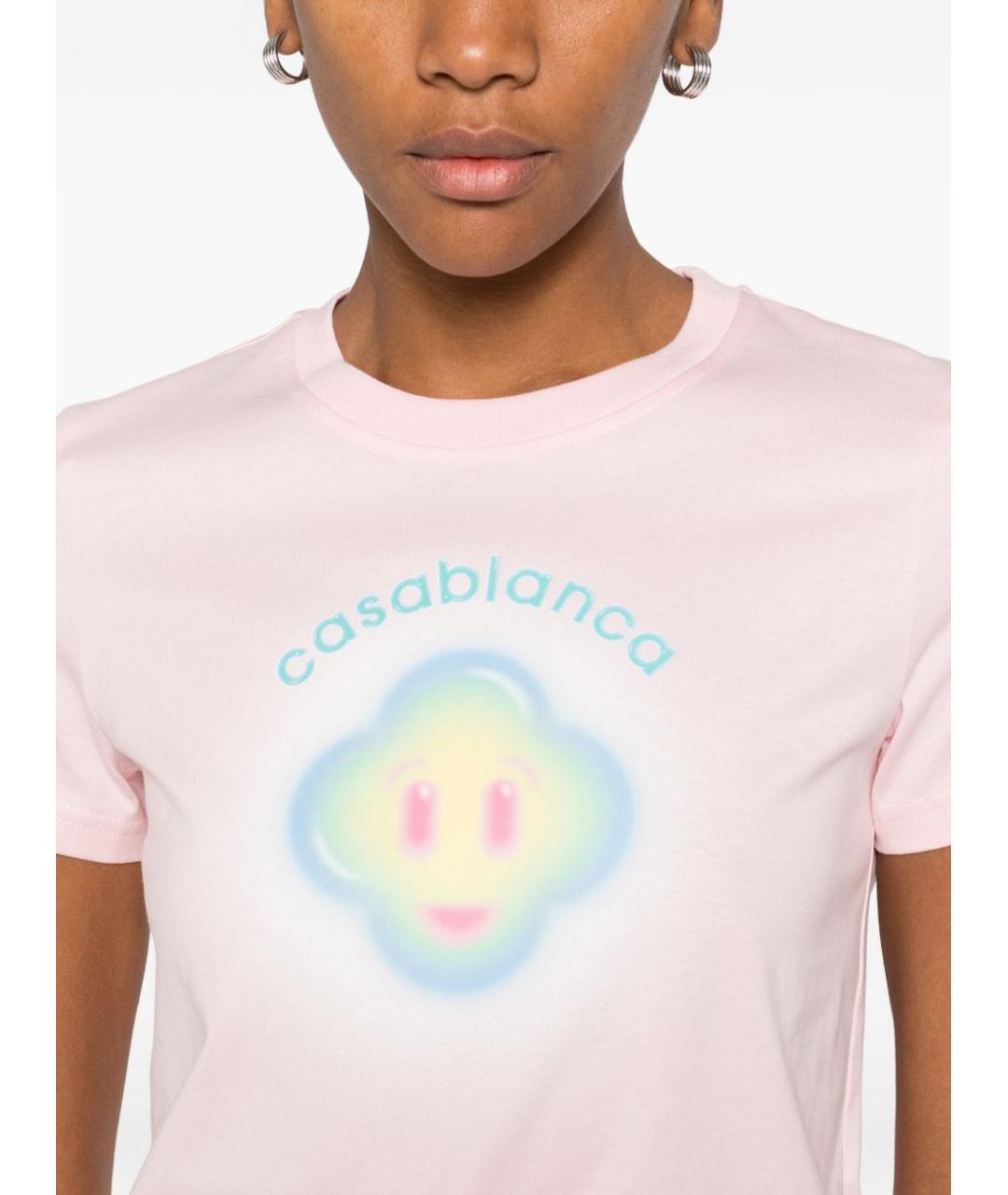 CASABLANCA Розовая хлопковая футболка, фото 2
