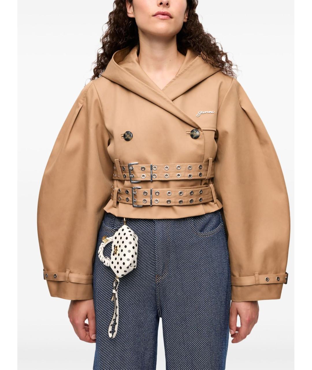 GANNI Бежевая хлопковая куртка, фото 5