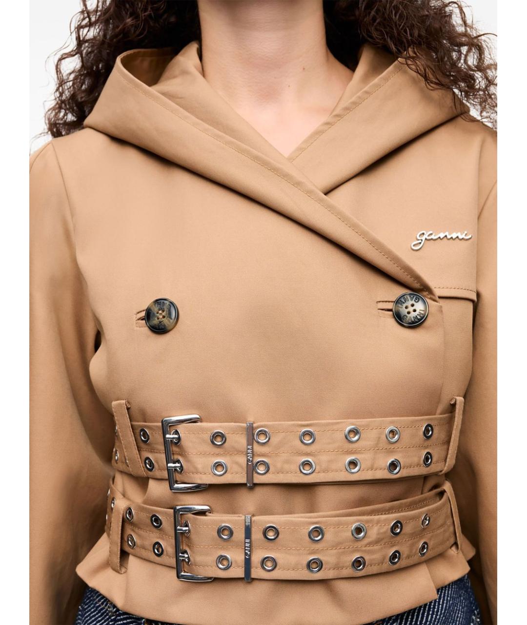 GANNI Бежевая хлопковая куртка, фото 4