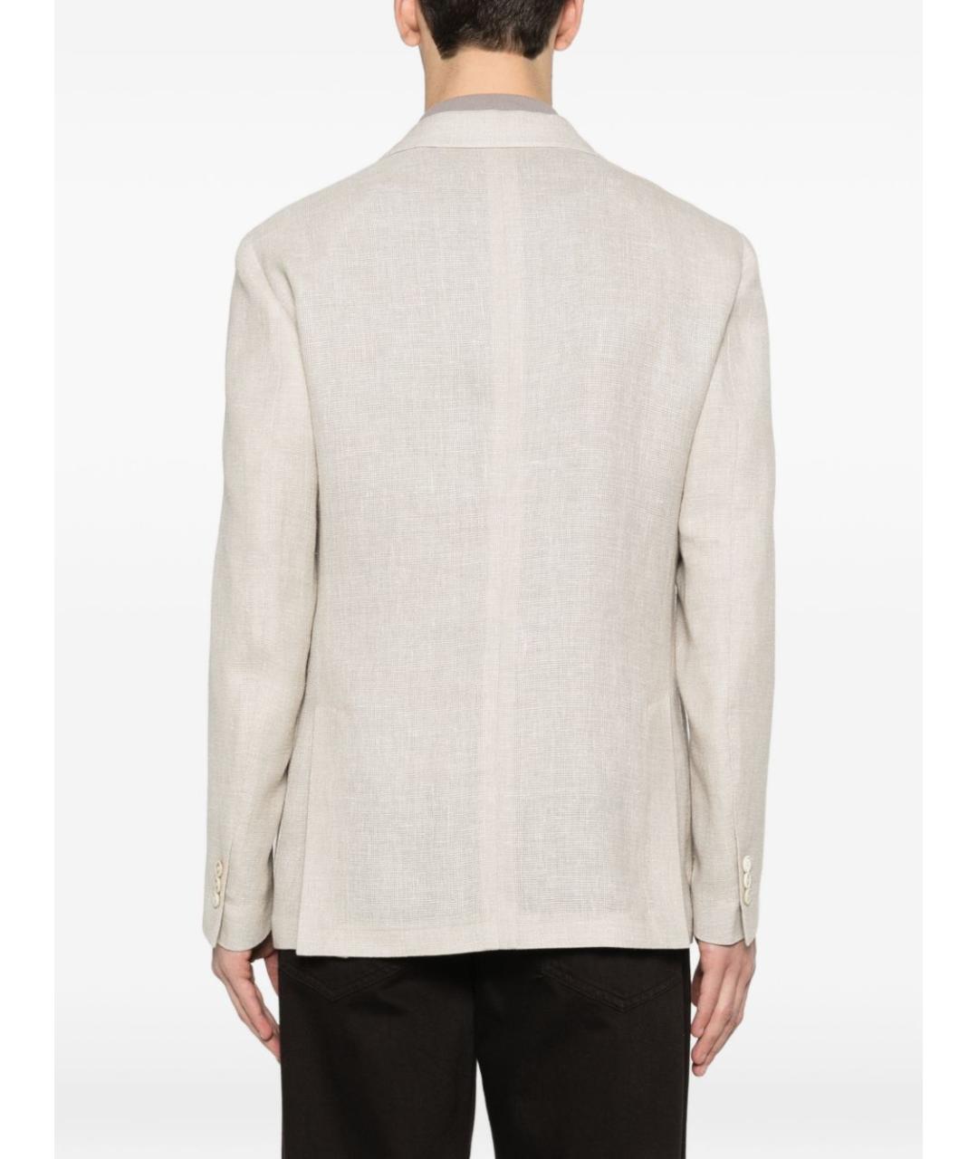 LARDINI Бежевый льняной пиджак, фото 5