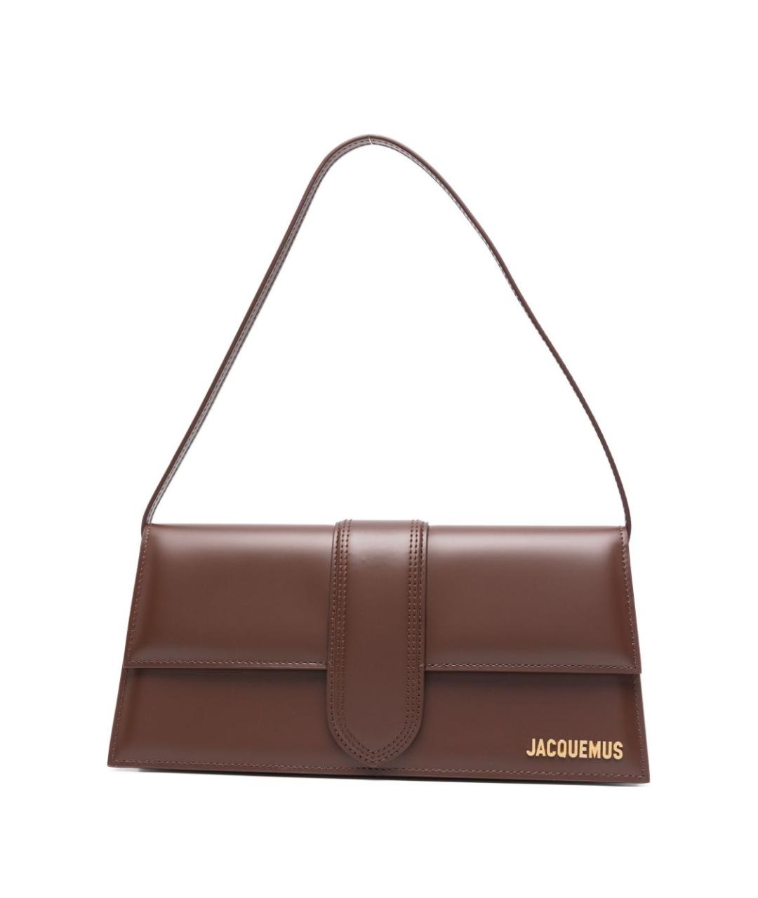 JACQUEMUS Коричневая кожаная сумка с короткими ручками, фото 1