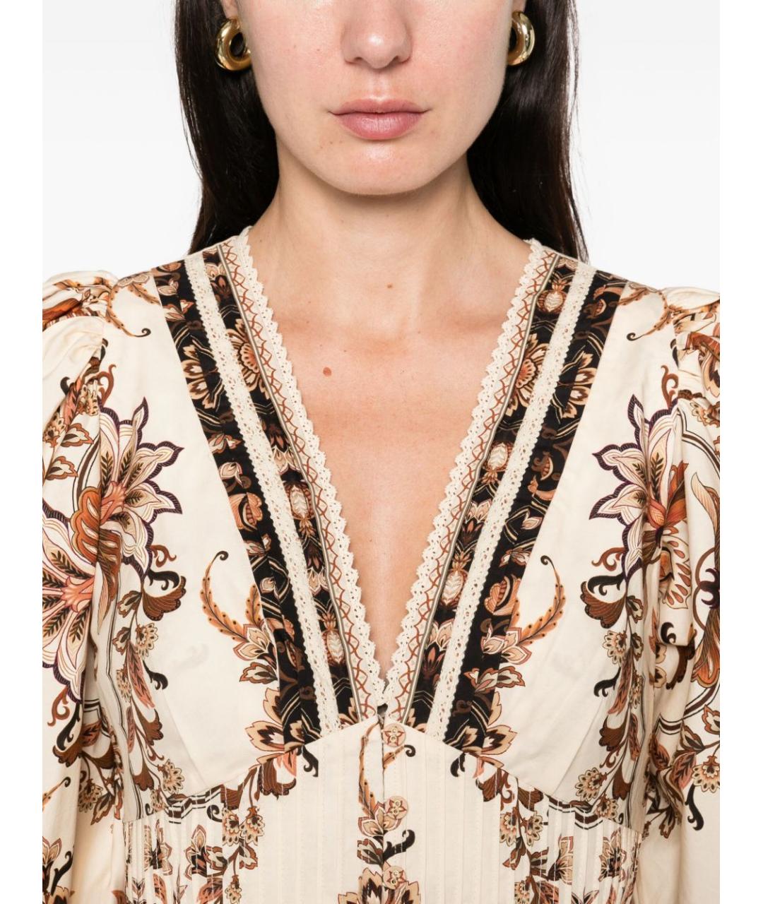 FARM RIO Бежевая вискозная рубашка, фото 4