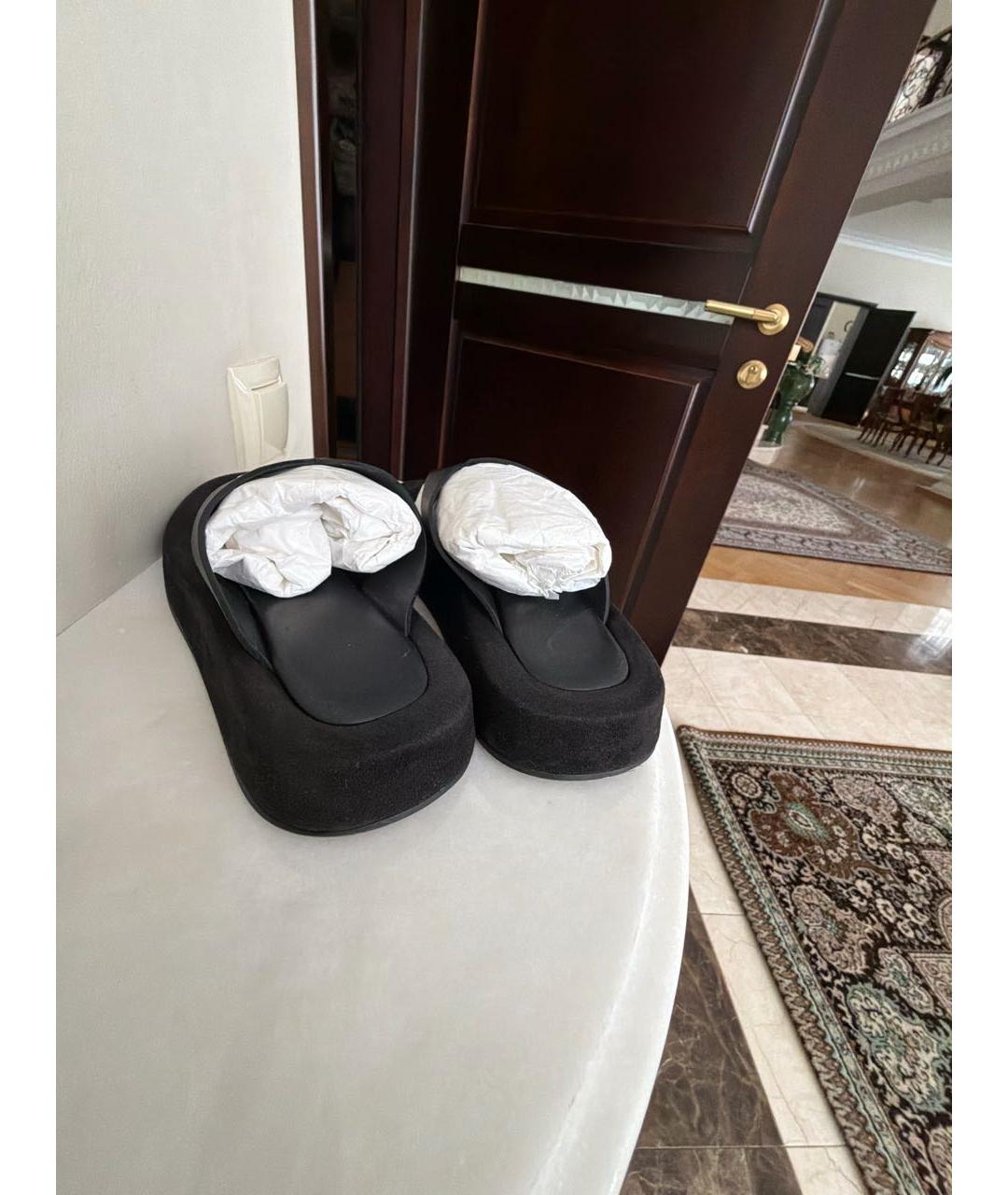 THE ROW Черные кожаные шлепанцы, фото 5