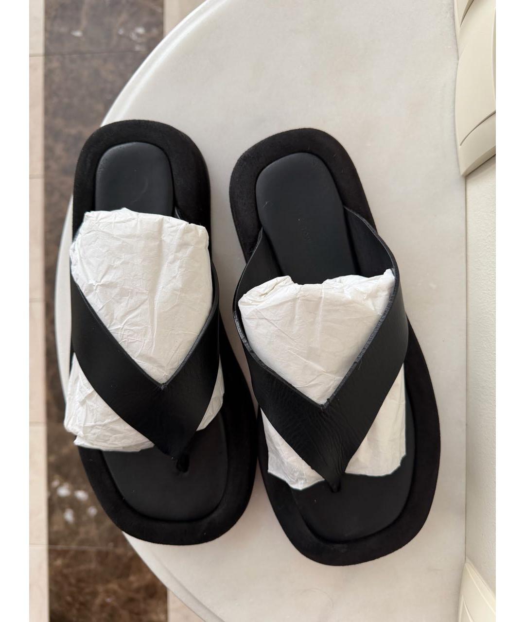 THE ROW Черные кожаные шлепанцы, фото 2